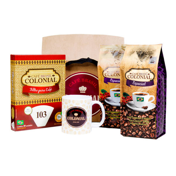 Kit 2 Café Brasil Colonial Especial + 1 Caneca de Porcelana + 1 Filtro de Café - Imagem 2