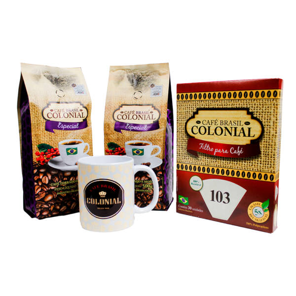 Kit 2 Café Brasil Colonial Especial + 1 Caneca de Porcelana + 1 Filtro de Café - Imagem 3