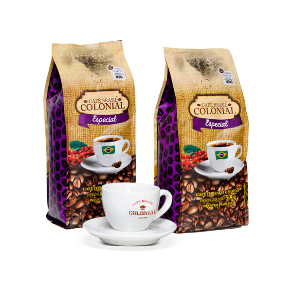 Kit 2 Café Brasil Colonial Especial +1 Xícara de Porcelana Personalizada Café Brasil Colonial - Imagem 2